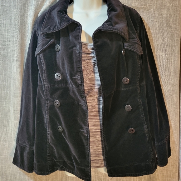 Women's CALVIN KLEIN JEANS Black Velour Lined Jacket Sz M y2k vintage - Picture 6 of 12